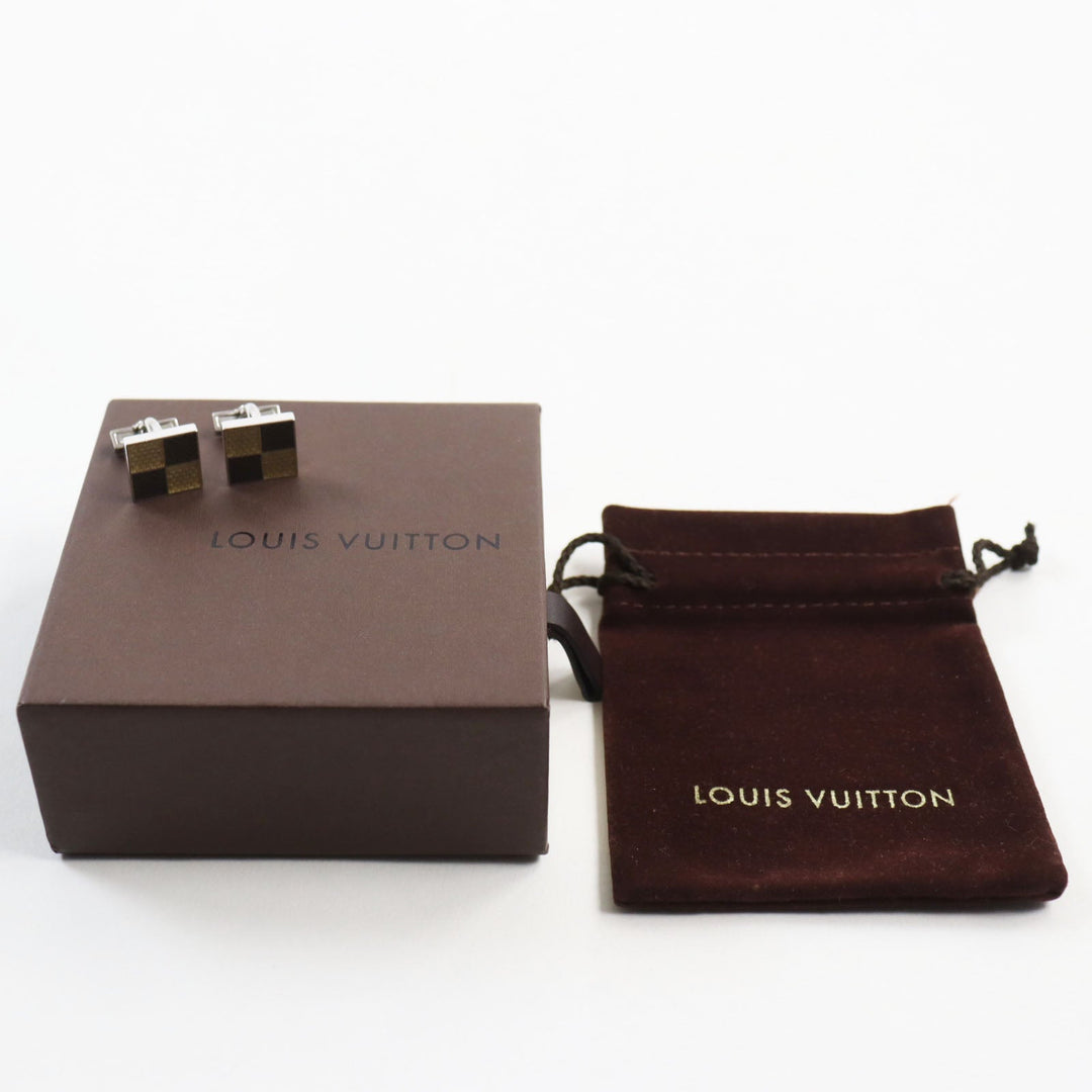 LOUIS VUITTON cuffs Main�FAG925 Silver Brown type Boutong de Manchette mens Used Authentic