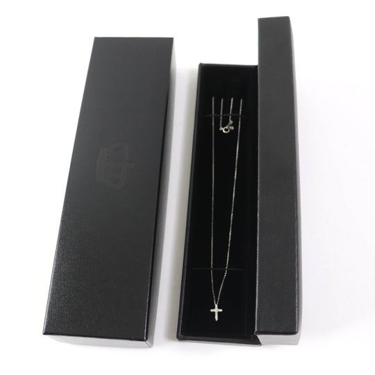 Justin Davis Necklace Main: K18WG, Part: Diamond Silver Women Used Authentic