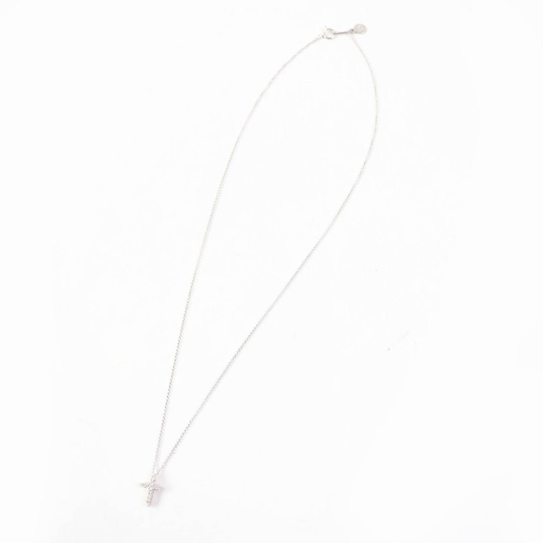Justin Davis Necklace Main: K18WG, Part: Diamond Silver Women Used Authentic
