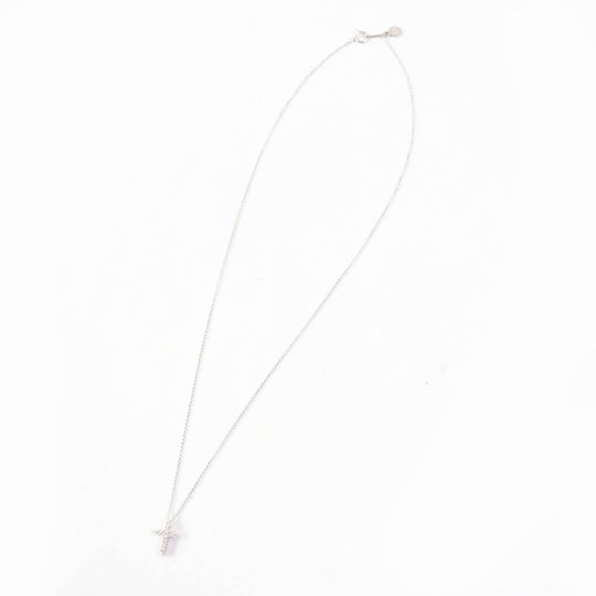 Justin Davis Necklace Main: K18WG, Part: Diamond Silver Women Used Authentic