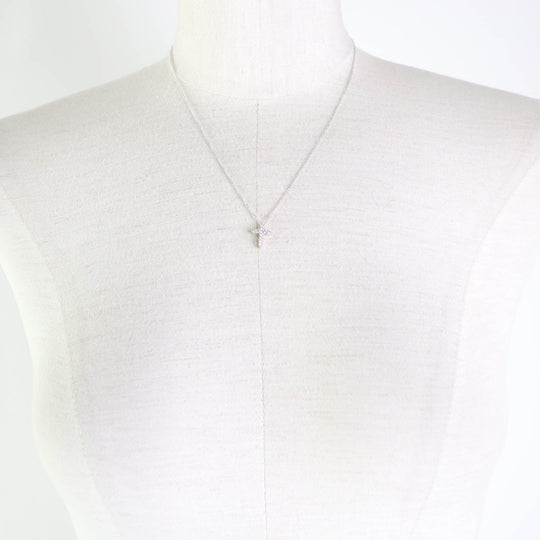 Justin Davis Necklace Main: K18WG, Part: Diamond Silver Women Used Authentic