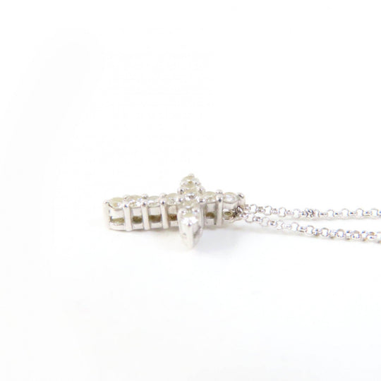 Justin Davis Necklace Main: K18WG, Part: Diamond Silver Women Used Authentic