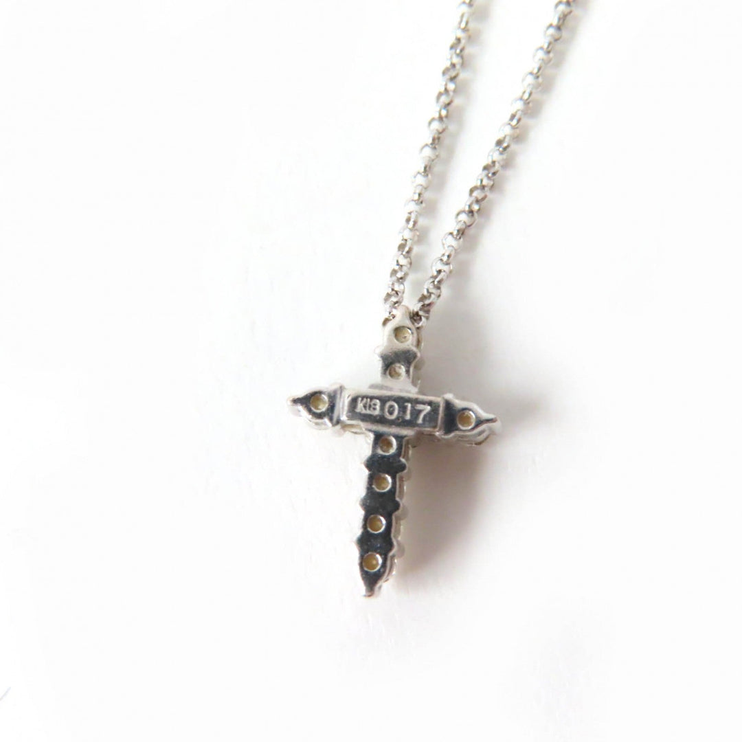 Justin Davis Necklace Main: K18WG, Part: Diamond Silver Women Used Authentic