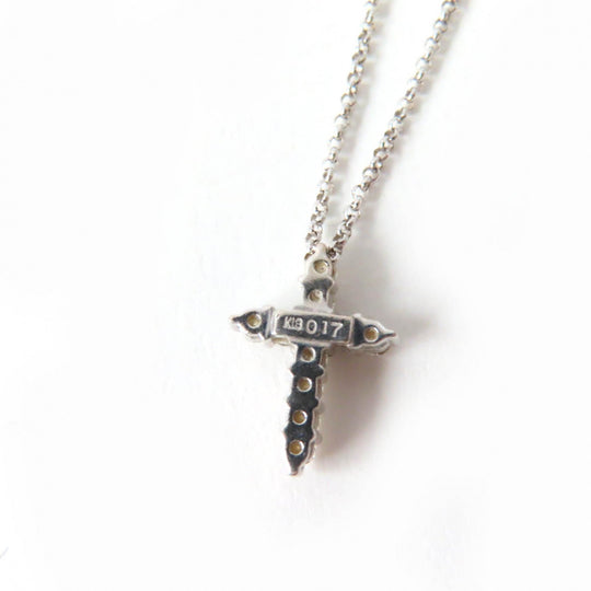 Justin Davis Necklace Main: K18WG, Part: Diamond Silver Women Used Authentic
