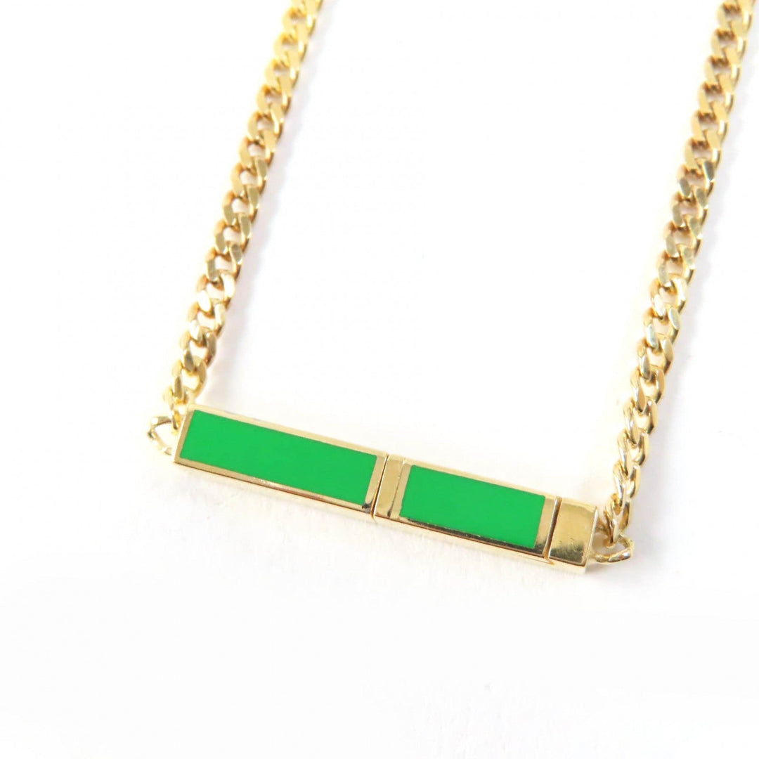 BOTTEGAVENETA Necklace Main�FAG925 Gold green Women Used Authentic