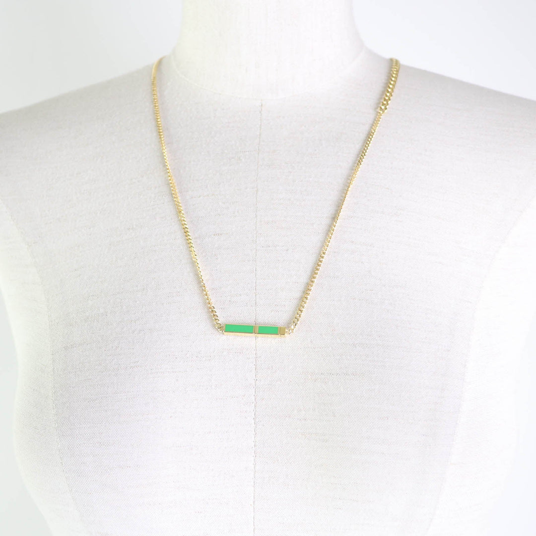BOTTEGAVENETA Necklace Main�FAG925 Gold green Women Used Authentic