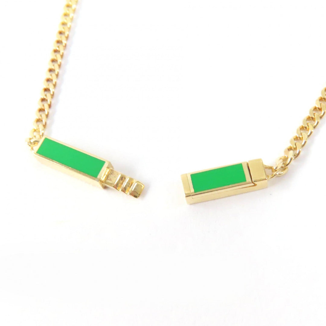 BOTTEGAVENETA Necklace Main�FAG925 Gold green Women Used Authentic