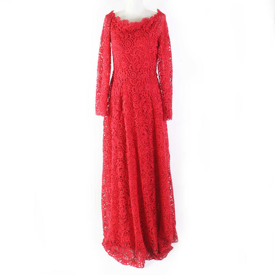 VALENTINO dress Outer: 89% cotton, Outer: 11% polyester, Part: 100% nylon, Lining: 91% silk, Lining: 9% polyurethane Red Women 40 Used Authentic