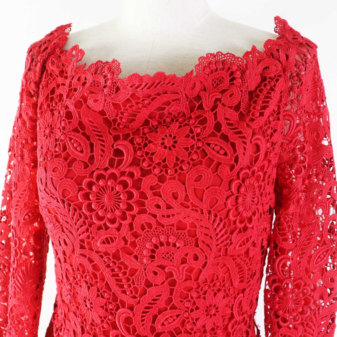 VALENTINO dress Outer: 89% cotton, Outer: 11% polyester, Part: 100% nylon, Lining: 91% silk, Lining: 9% polyurethane Red Women 40 Used Authentic
