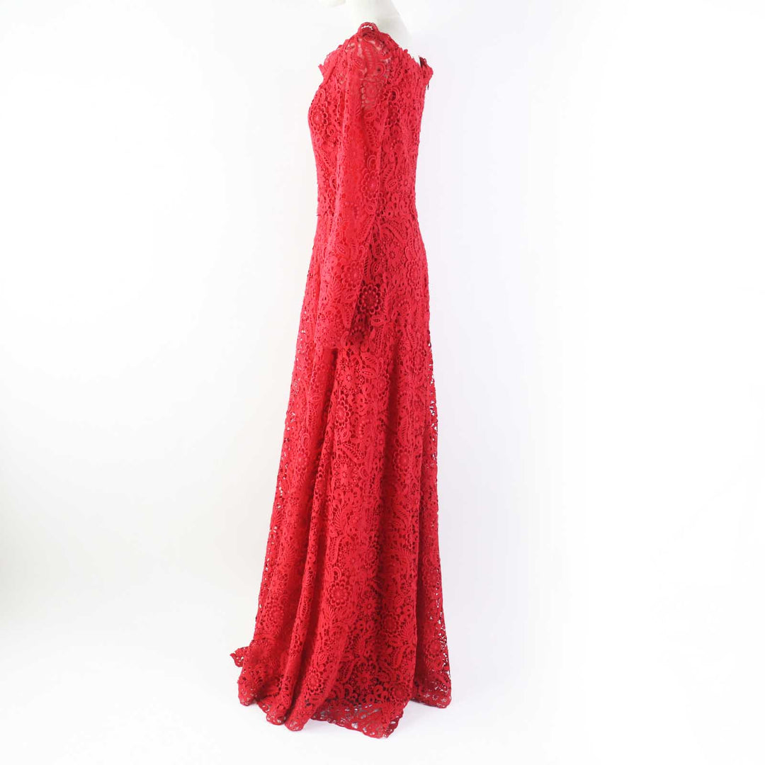 VALENTINO dress Outer: 89% cotton, Outer: 11% polyester, Part: 100% nylon, Lining: 91% silk, Lining: 9% polyurethane Red Women 40 Used Authentic
