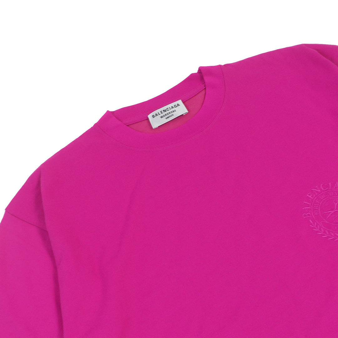 BALENCIAGA Short sleeve T-shirt 612965 Main: 56% cotton, Main: 44% nylon, Decoration: 100% nylon, Embroidery: 100% polyester shocking pink mens S Used Authentic