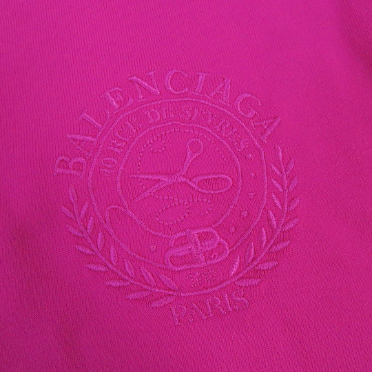 BALENCIAGA Short sleeve T-shirt 612965 Main: 56% cotton, Main: 44% nylon, Decoration: 100% nylon, Embroidery: 100% polyester shocking pink mens S Used Authentic