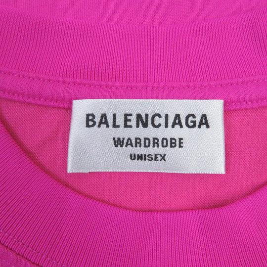 BALENCIAGA Short sleeve T-shirt 612965 Main: 56% cotton, Main: 44% nylon, Decoration: 100% nylon, Embroidery: 100% polyester shocking pink mens S Used Authentic
