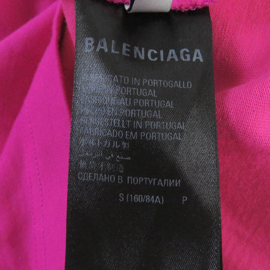 BALENCIAGA Short sleeve T-shirt 612965 Main: 56% cotton, Main: 44% nylon, Decoration: 100% nylon, Embroidery: 100% polyester shocking pink mens S Used Authentic