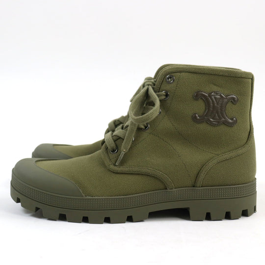 CELINE boots 344292198C.31GR Main: Canvas Army green PATAPANS LACE-UP BOOT 20 mens 40 Used Authentic