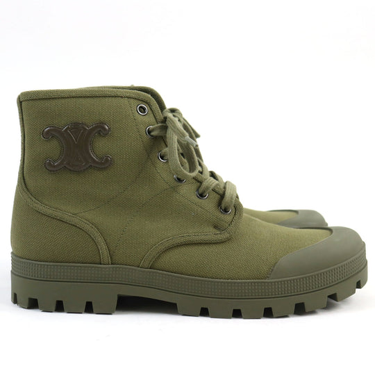 CELINE boots 344292198C.31GR Main: Canvas Army green PATAPANS LACE-UP BOOT 20 mens 40 Used Authentic
