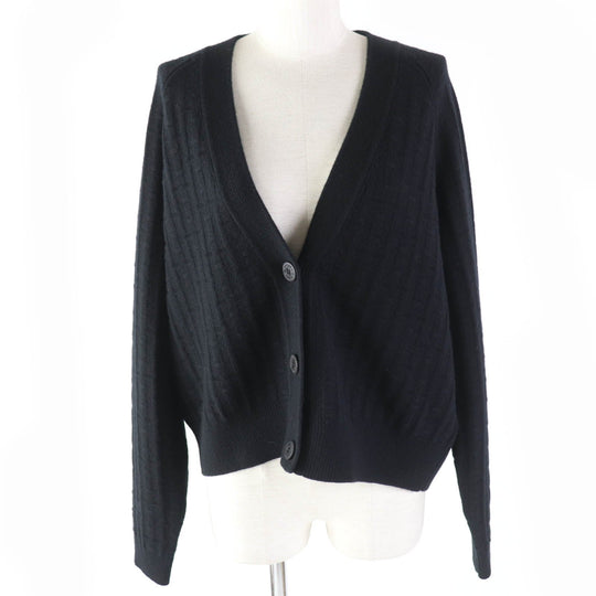 HERMES cardigan Main: 100% wool black Women 40 Used Authentic