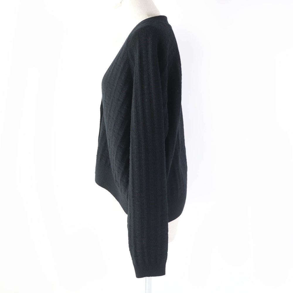HERMES cardigan Main: 100% wool black Women 40 Used Authentic