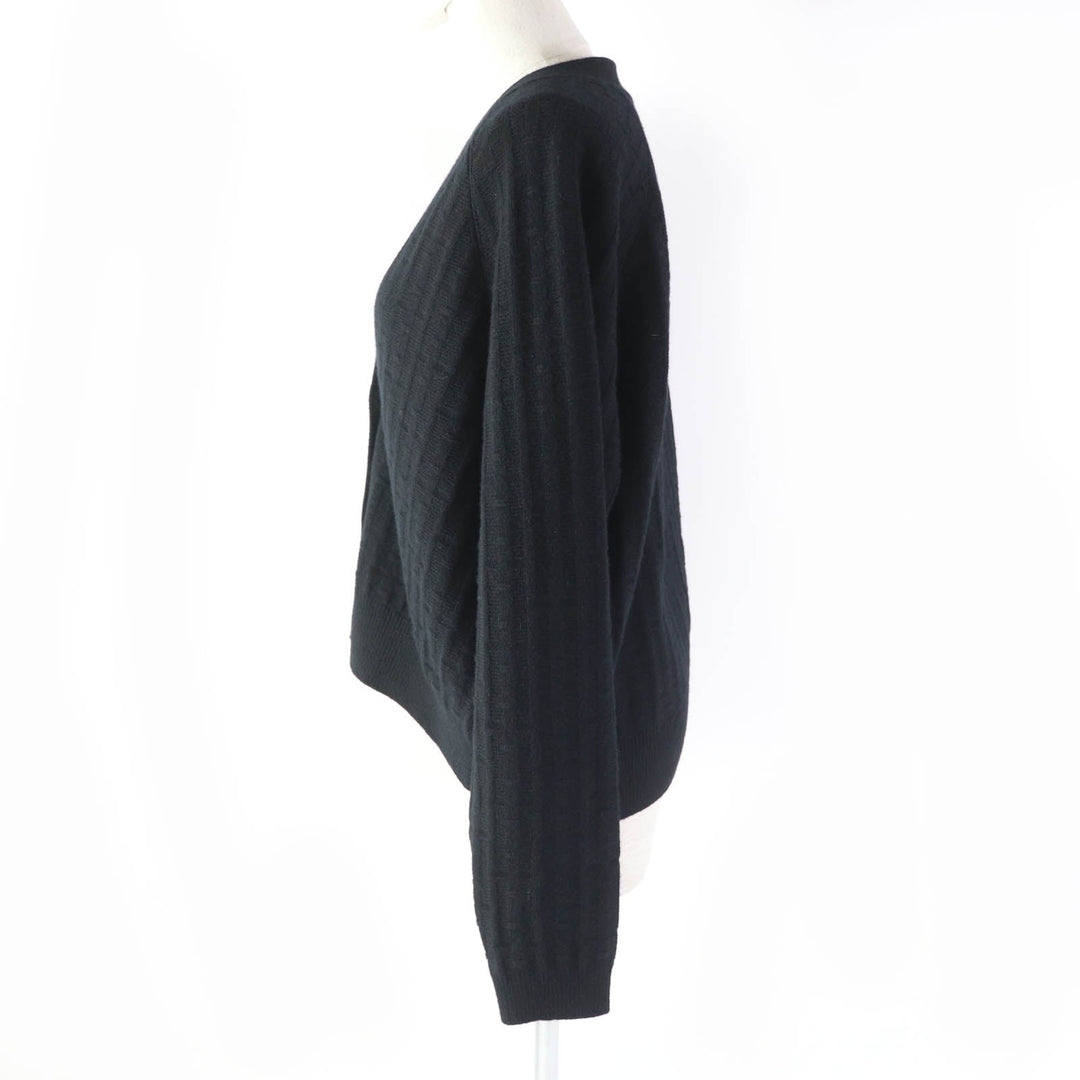 HERMES cardigan Main: 100% wool black Women 40 Used Authentic