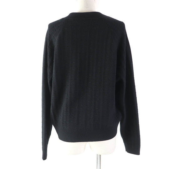HERMES cardigan Main: 100% wool black Women 40 Used Authentic