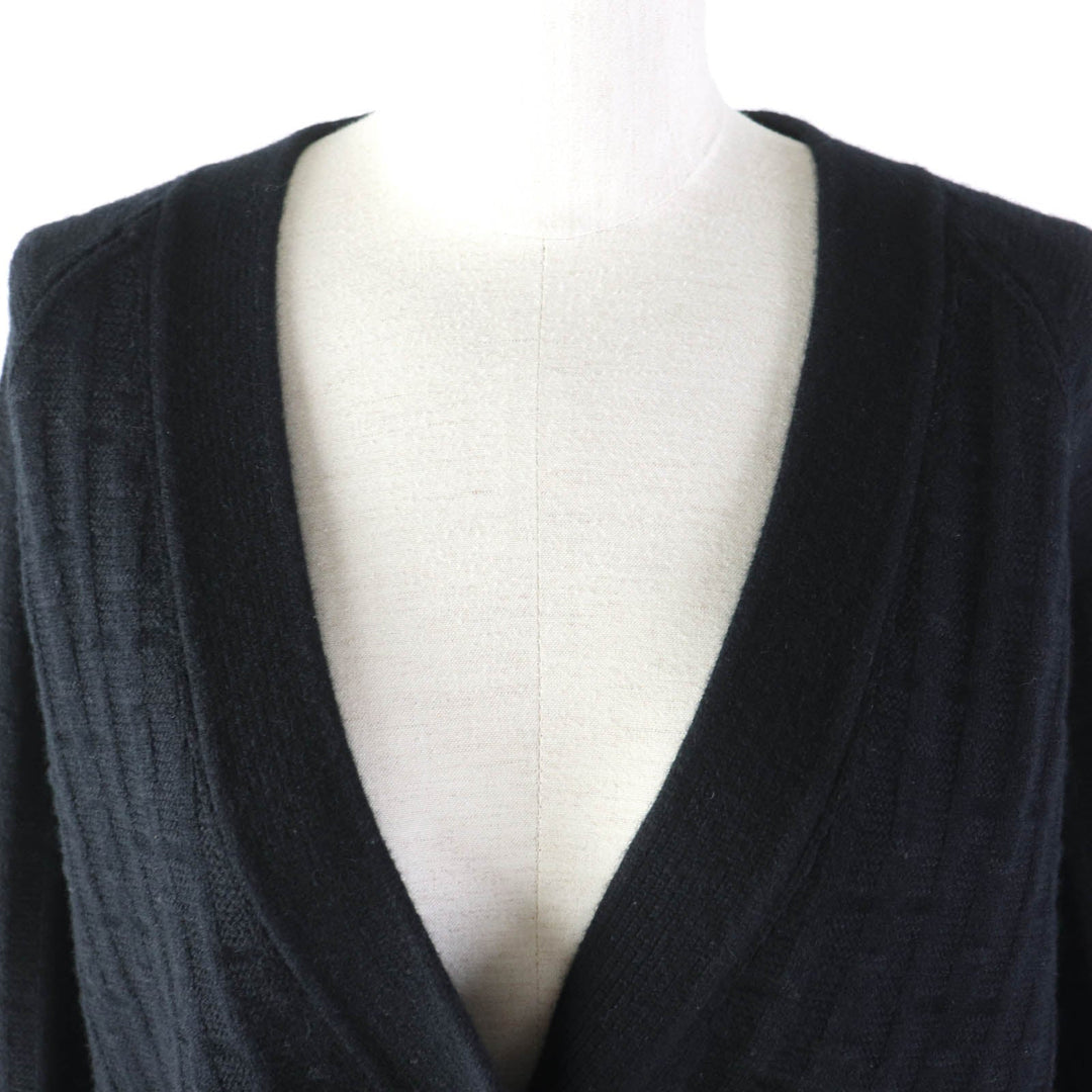 HERMES cardigan Main: 100% wool black Women 40 Used Authentic