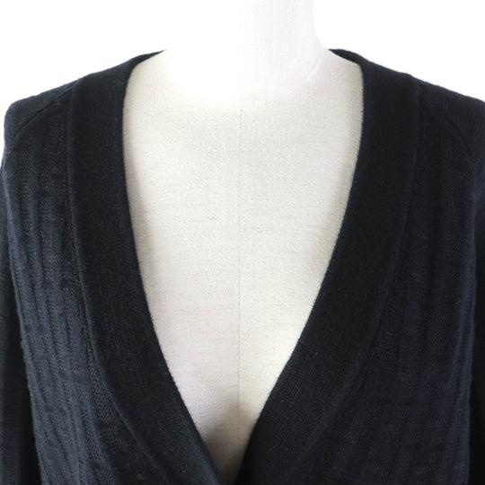 HERMES cardigan Main: 100% wool black Women 40 Used Authentic