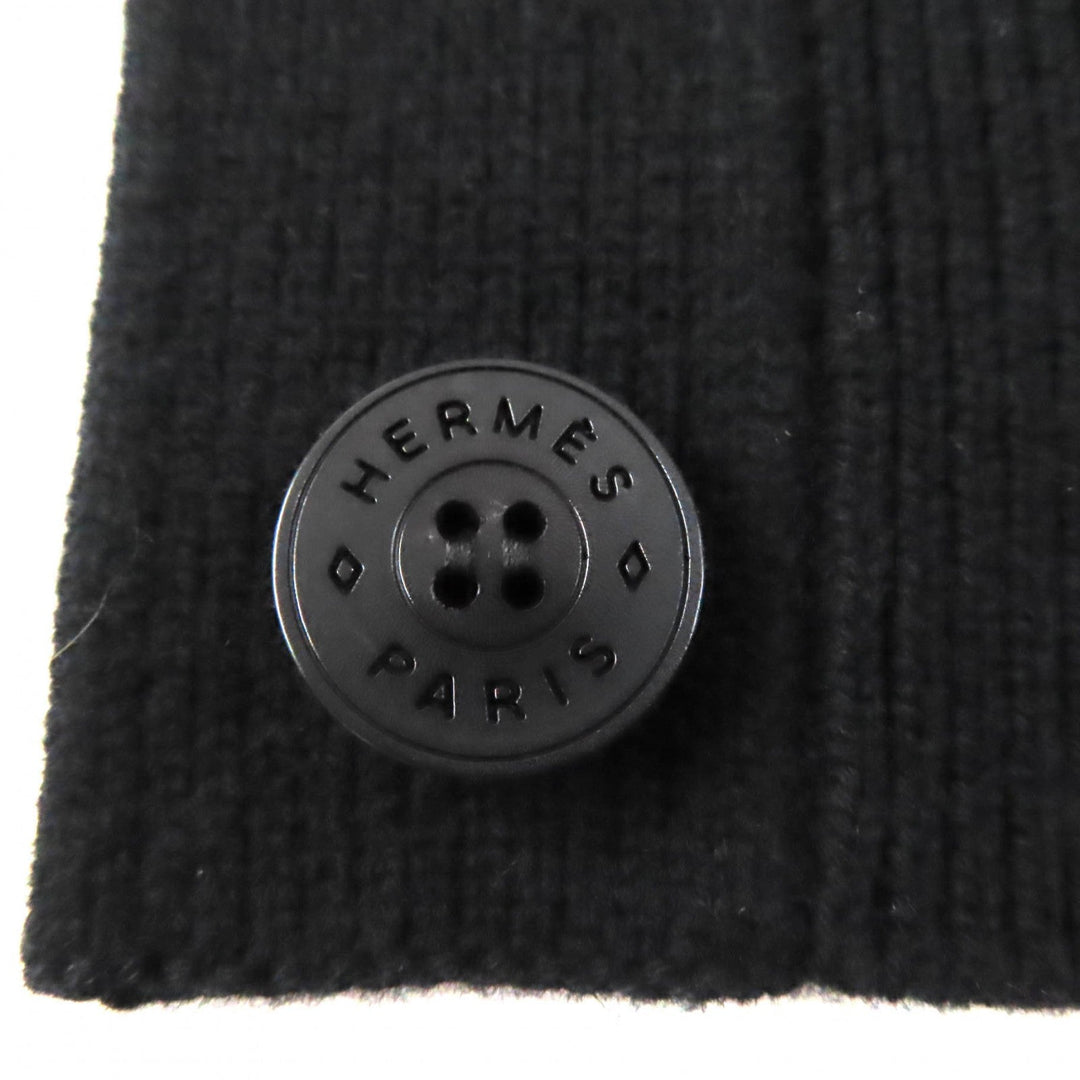HERMES cardigan Main: 100% wool black Women 40 Used Authentic