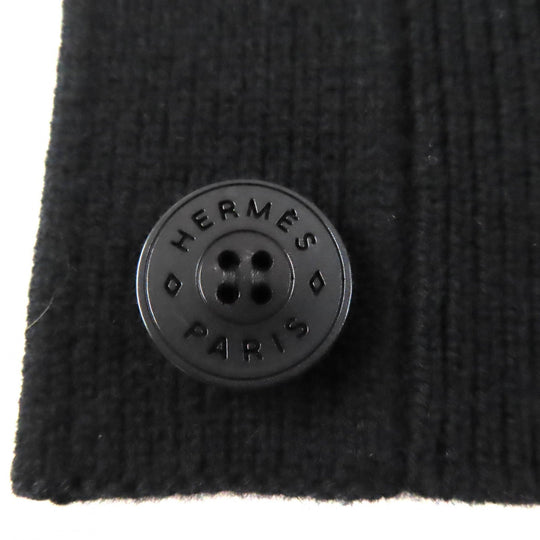 HERMES cardigan Main: 100% wool black Women 40 Used Authentic
