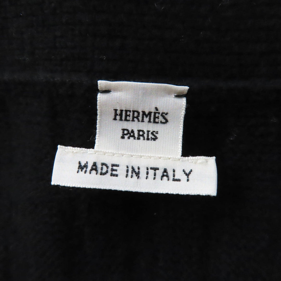 HERMES cardigan Main: 100% wool black Women 40 Used Authentic