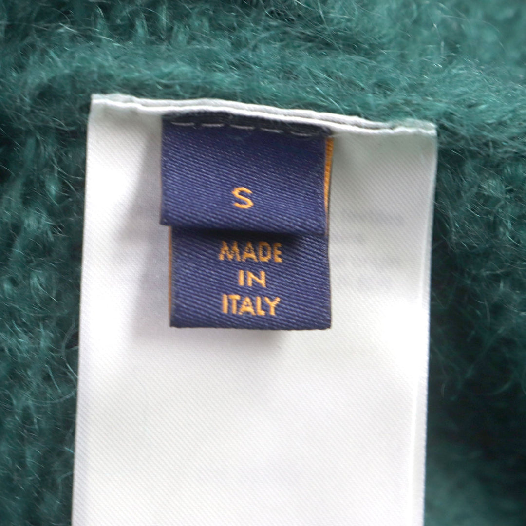 LOUIS VUITTON cardigan Main: 67% mohair, Main: 28% nylon, Main: 5% wool green graphic mens S Used Authentic