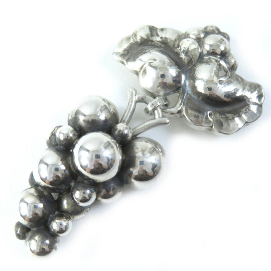 Georg Jensen Brooch 217B Main�FSV925 Silver Moonlight grape Women Used Authentic