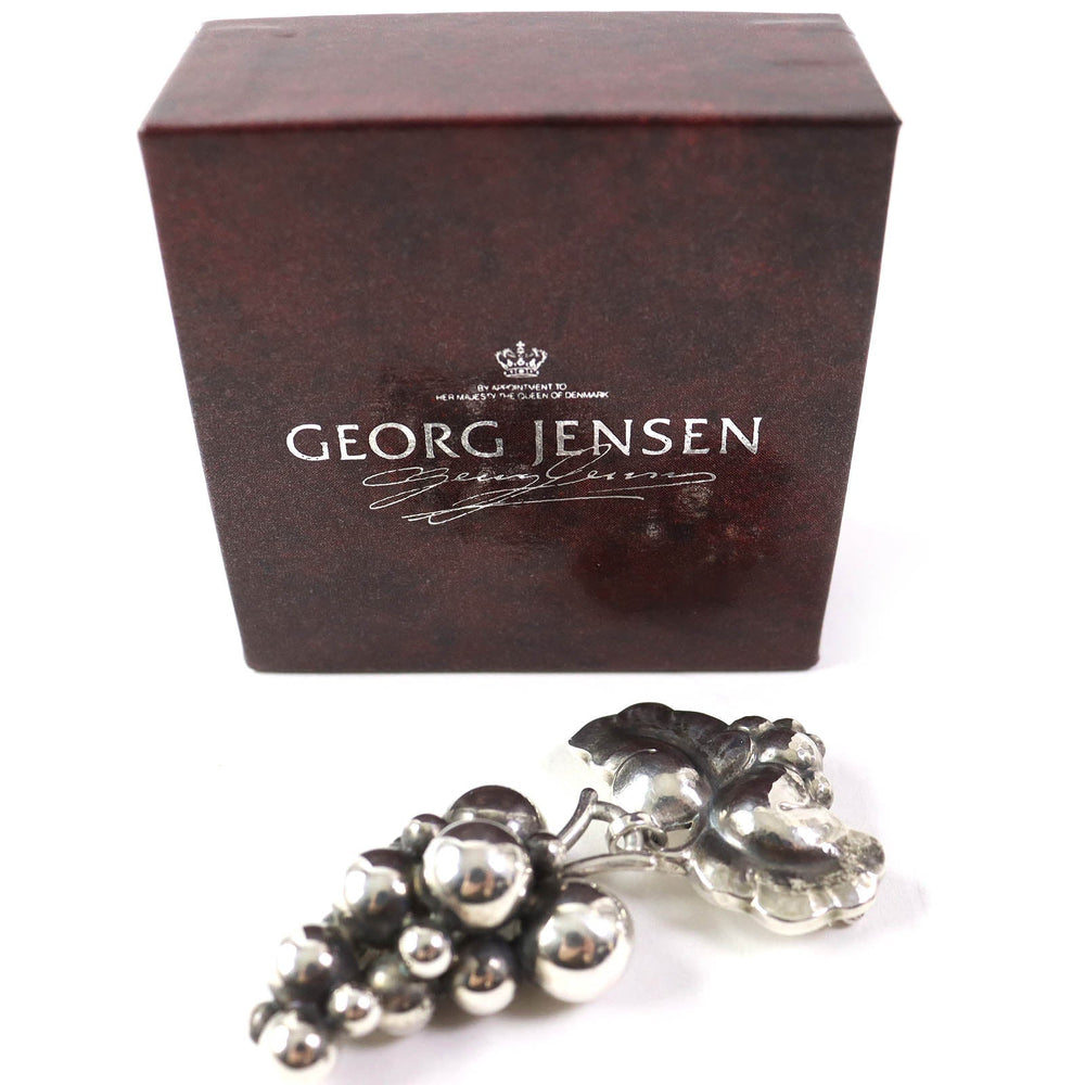 Georg Jensen Brooch 217B Main�FSV925 Silver Moonlight grape Women Used Authentic