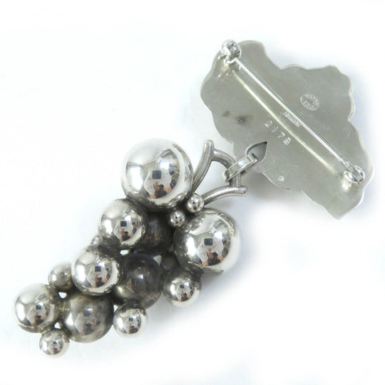 Georg Jensen Brooch 217B Main�FSV925 Silver Moonlight grape Women Used Authentic