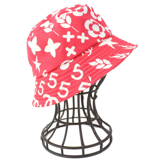 CHANEL hat 22P Main: 100% cotton Pink white Women M Used Authentic