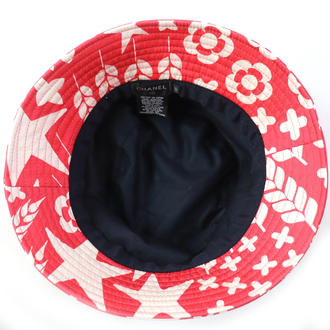 CHANEL hat 22P Main: 100% cotton Pink white Women M Used Authentic
