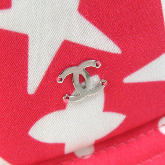 CHANEL hat 22P Main: 100% cotton Pink white Women M Used Authentic