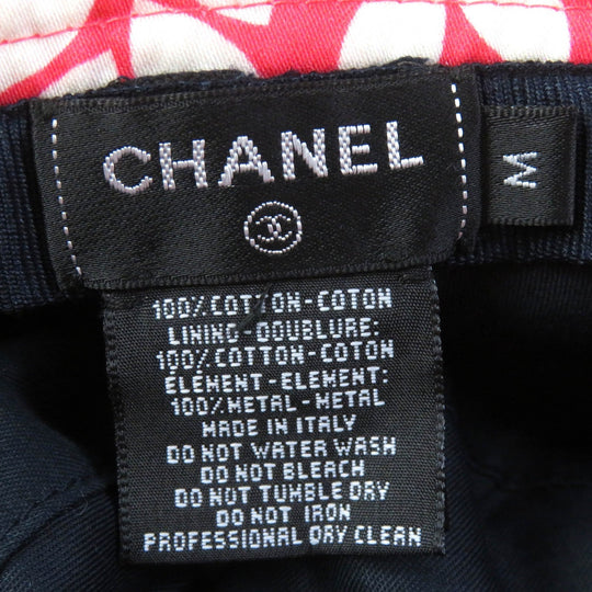 CHANEL hat 22P Main: 100% cotton Pink white Women M Used Authentic