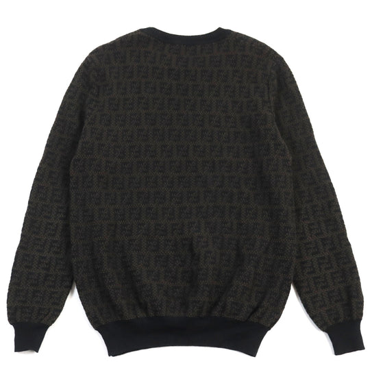 FENDI knit FZX034 AKFS Main: 54% wool, Main: 39% cotton, Main: 7% cashmere Brown black GIROCOLLO FF DETAIL KNIT mens 54 Used Authentic