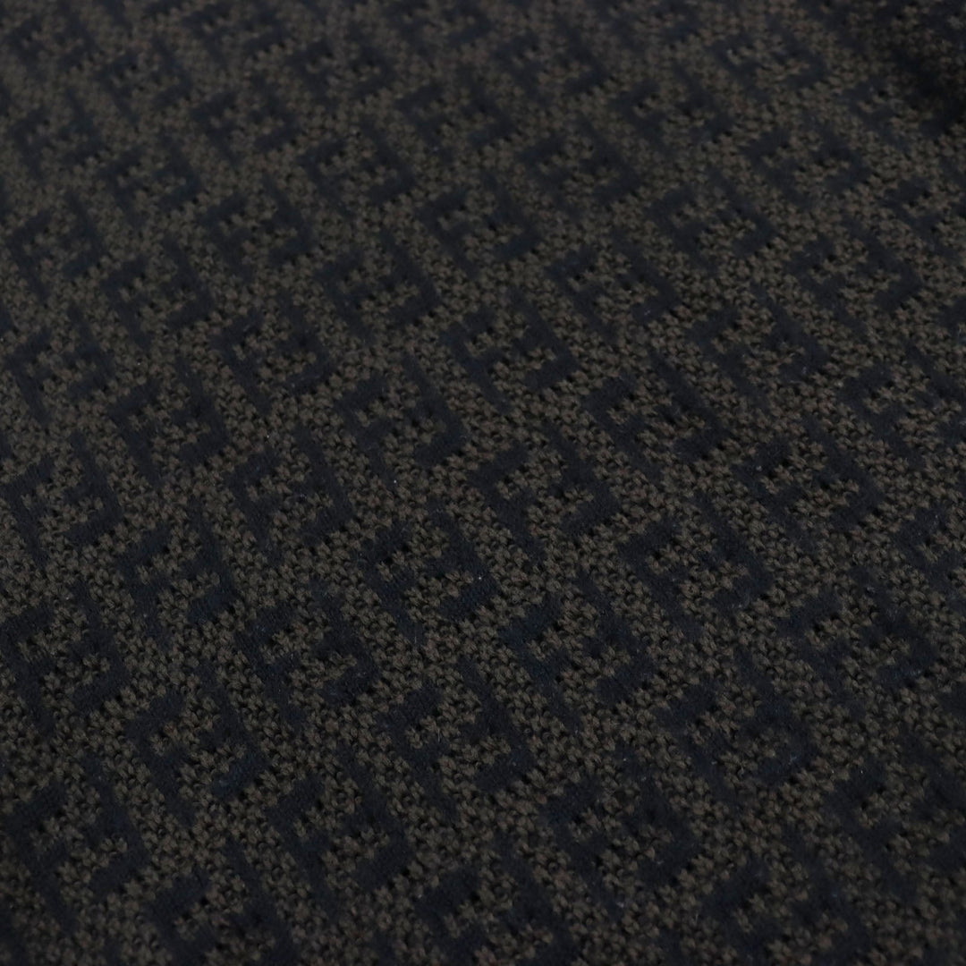 FENDI knit FZX034 AKFS Main: 54% wool, Main: 39% cotton, Main: 7% cashmere Brown black GIROCOLLO FF DETAIL KNIT mens 54 Used Authentic