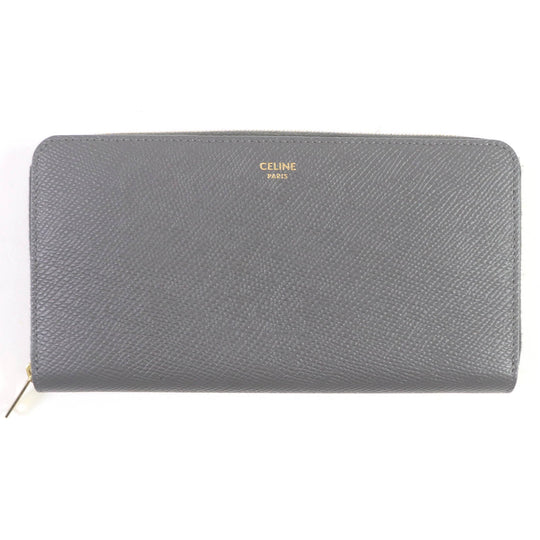 CELINE Long Wallet Purse 10B553BEL Main: Leather gray Large zipped wallet mens Used Authentic