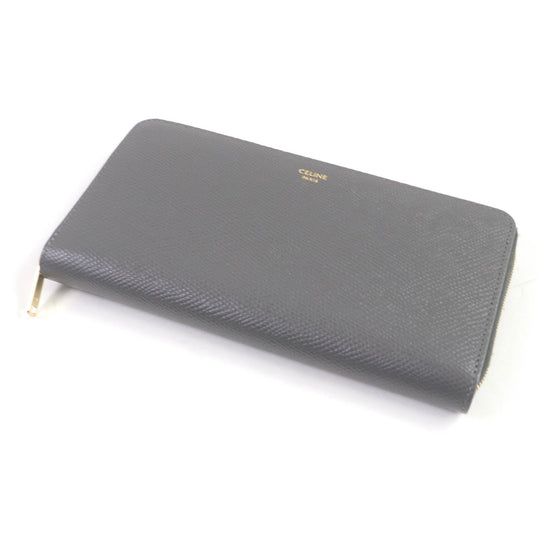 CELINE Long Wallet Purse 10B553BEL Main: Leather gray Large zipped wallet mens Used Authentic