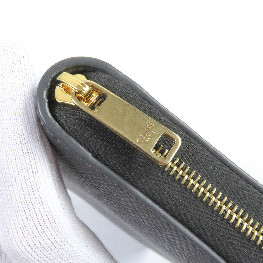 CELINE Long Wallet Purse 10B553BEL Main: Leather gray Large zipped wallet mens Used Authentic