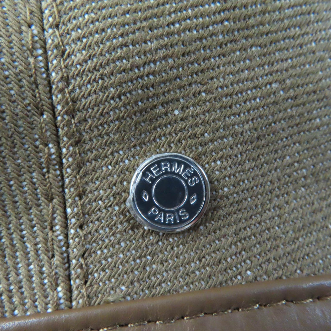 HERMES beret Outer: 100% cotton, Lining: 65% rayon, Lining: 35% silk, Part: leather Brown Women 57 Used Authentic