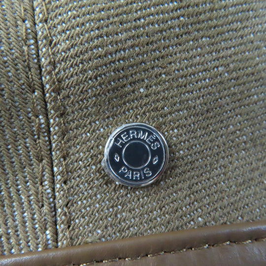 HERMES beret Outer: 100% cotton, Lining: 65% rayon, Lining: 35% silk, Part: leather Brown Women 57 Used Authentic