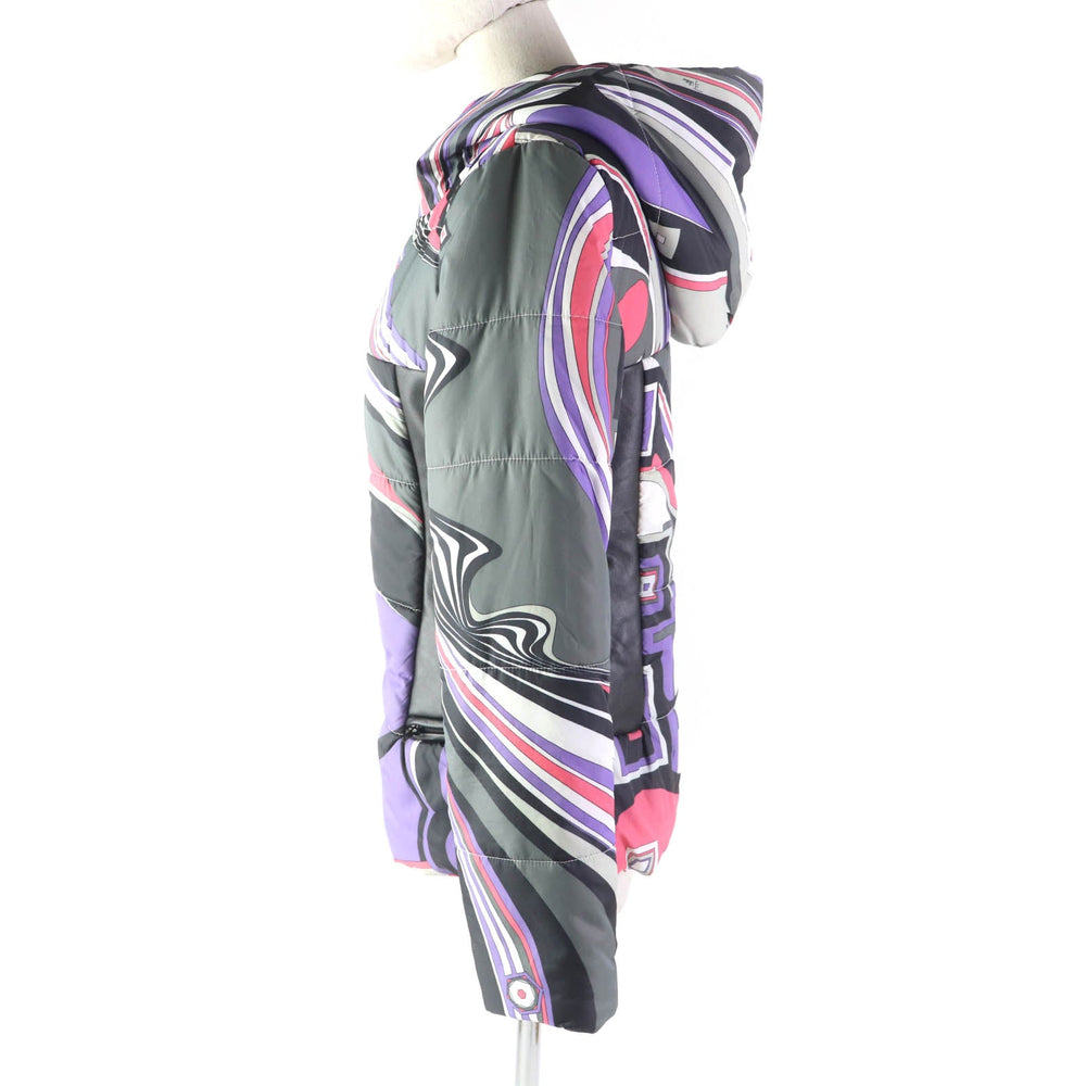Emilio Pucci Down jacket Outer: 100% nylon, Lining: 100% nylon, Filling: 100% down, Part: Lamb leather multicolor Women 36 Used Authentic