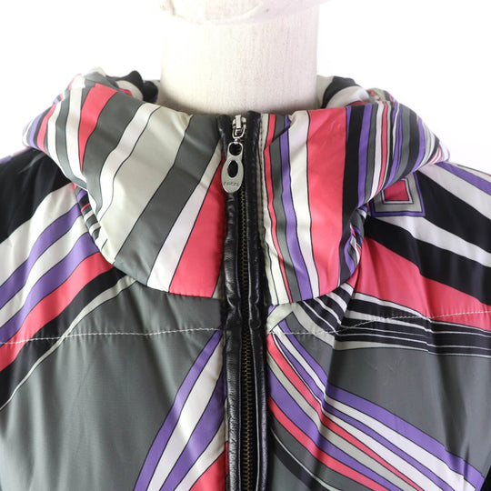 Emilio Pucci Down jacket Outer: 100% nylon, Lining: 100% nylon, Filling: 100% down, Part: Lamb leather multicolor Women 36 Used Authentic