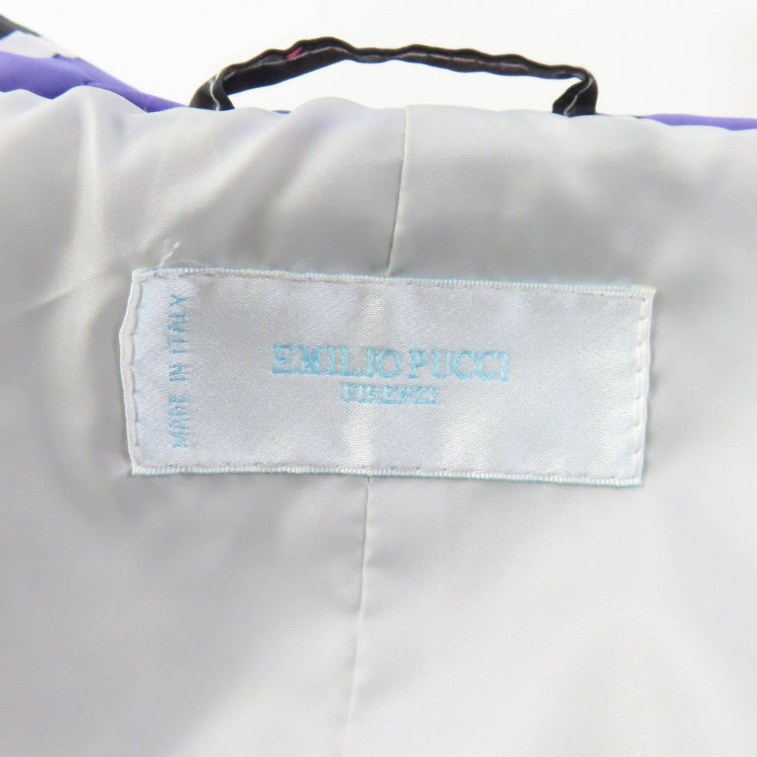 Emilio Pucci Down jacket Outer: 100% nylon, Lining: 100% nylon, Filling: 100% down, Part: Lamb leather multicolor Women 36 Used Authentic