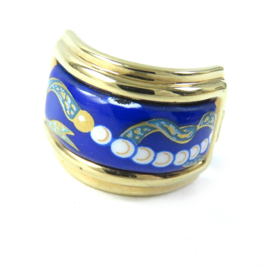 HERMES Earring Gold Plated blue Pearl motif Nanappoyaki Emile Women Used Authentic