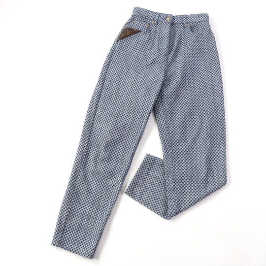 LOUIS VUITTON Denim pants Main: 100% cotton, Lining: 100% cotton, Part: 77% polyester, Part: 23% polyurethane, Part: 50% polyester, : 50% cotton Part: leather Navy Women 34 Used Authentic