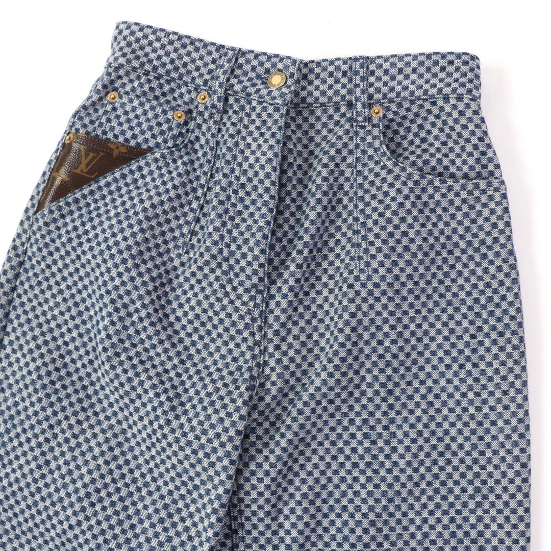 LOUIS VUITTON Denim pants Main: 100% cotton, Lining: 100% cotton, Part: 77% polyester, Part: 23% polyurethane, Part: 50% polyester, : 50% cotton Part: leather Navy Women 34 Used Authentic